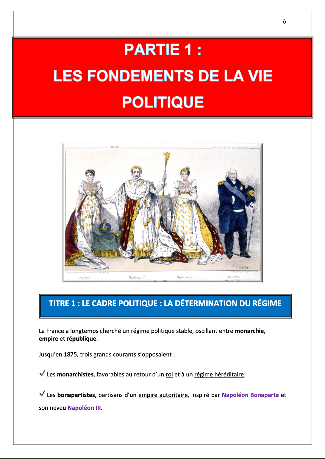 Histoire de la vie politique - Cours synthétisé