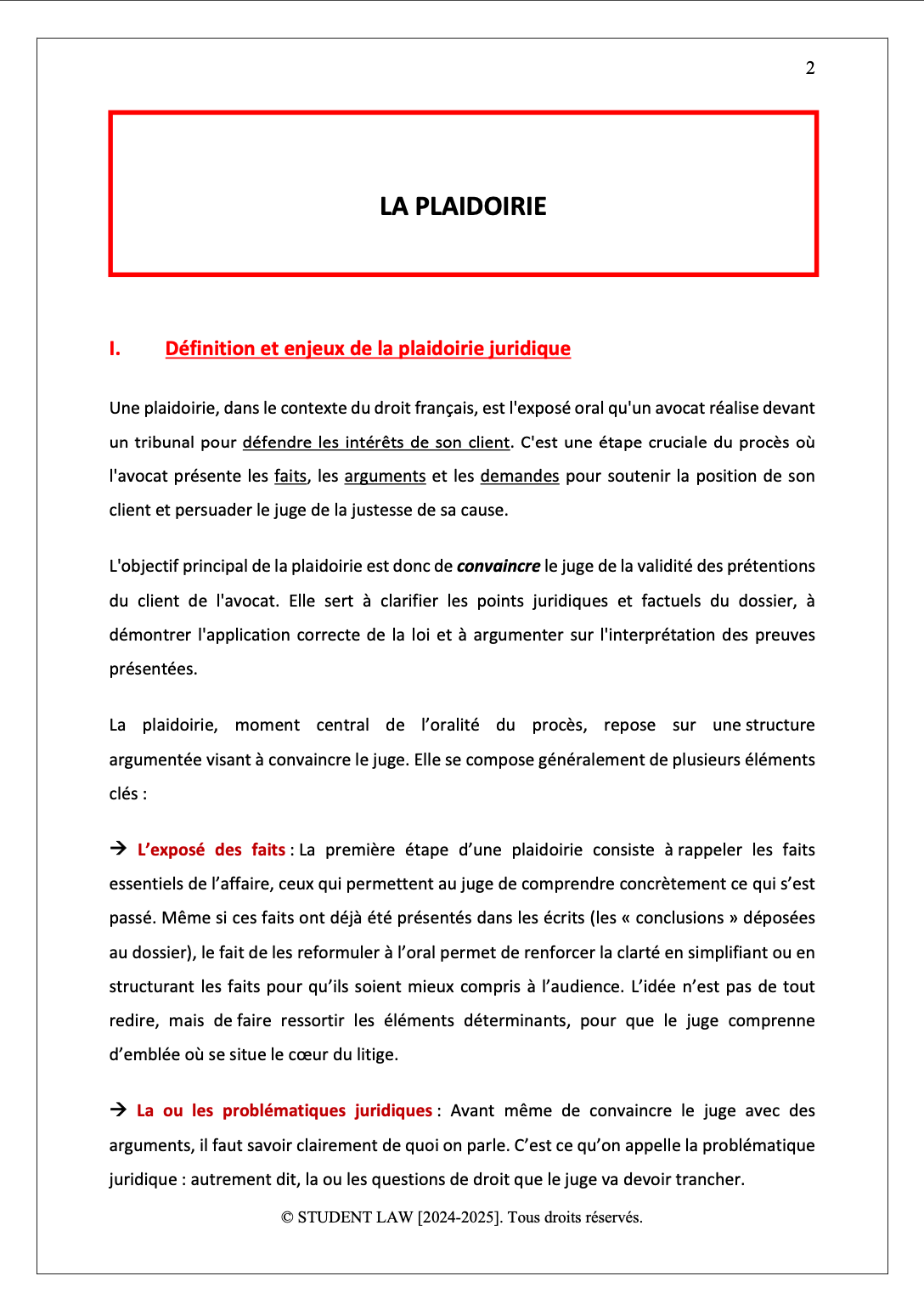 La plaidoirie juridique