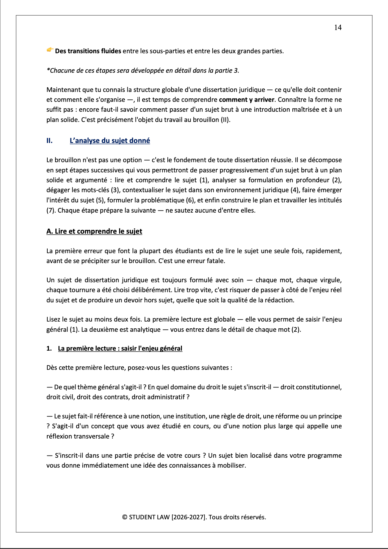La Méthodologie de la Dissertation Juridique — L1/L2