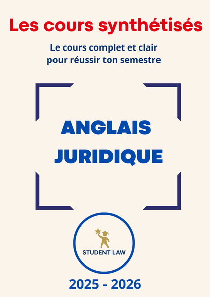 Anglais juridique - Cours synthétisé
