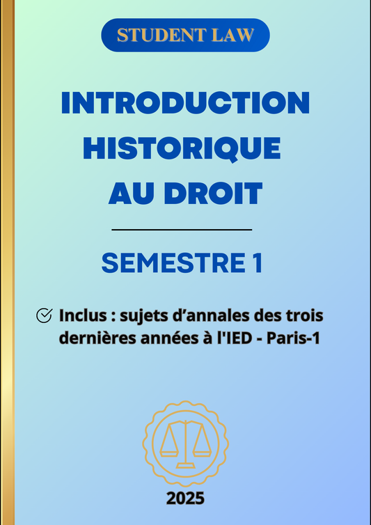 Introduction Historique au Droit - Cours synthétisé