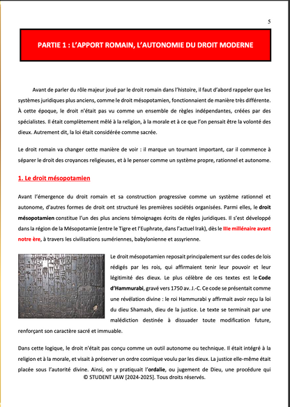 Introduction Historique au Droit - Cours synthétisé