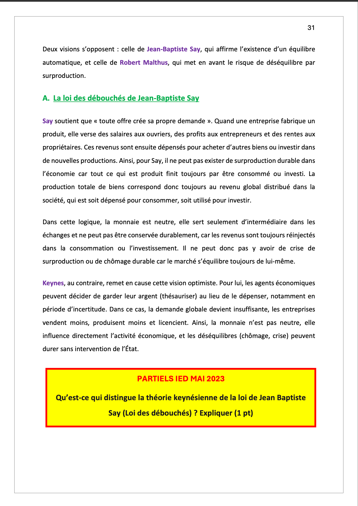 Sciences Économiques - Cours synthétisé