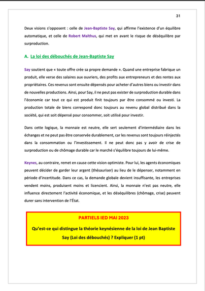 Sciences Économiques - Cours synthétisé