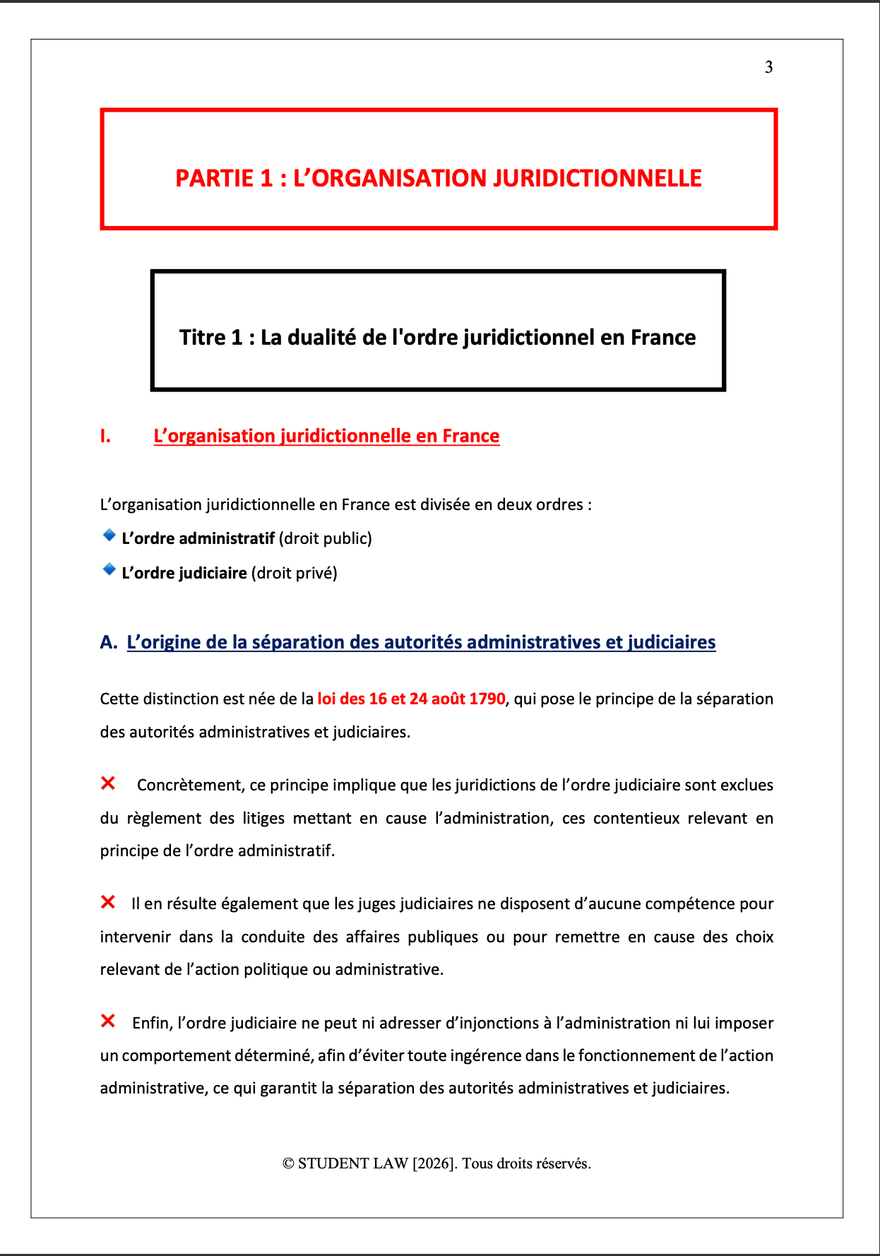 Institutions juridictionnelles - Cours Synthétisé