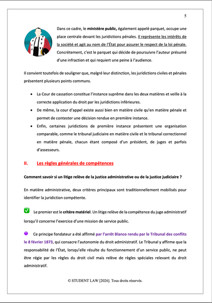 Institutions juridictionnelles - Cours Synthétisé