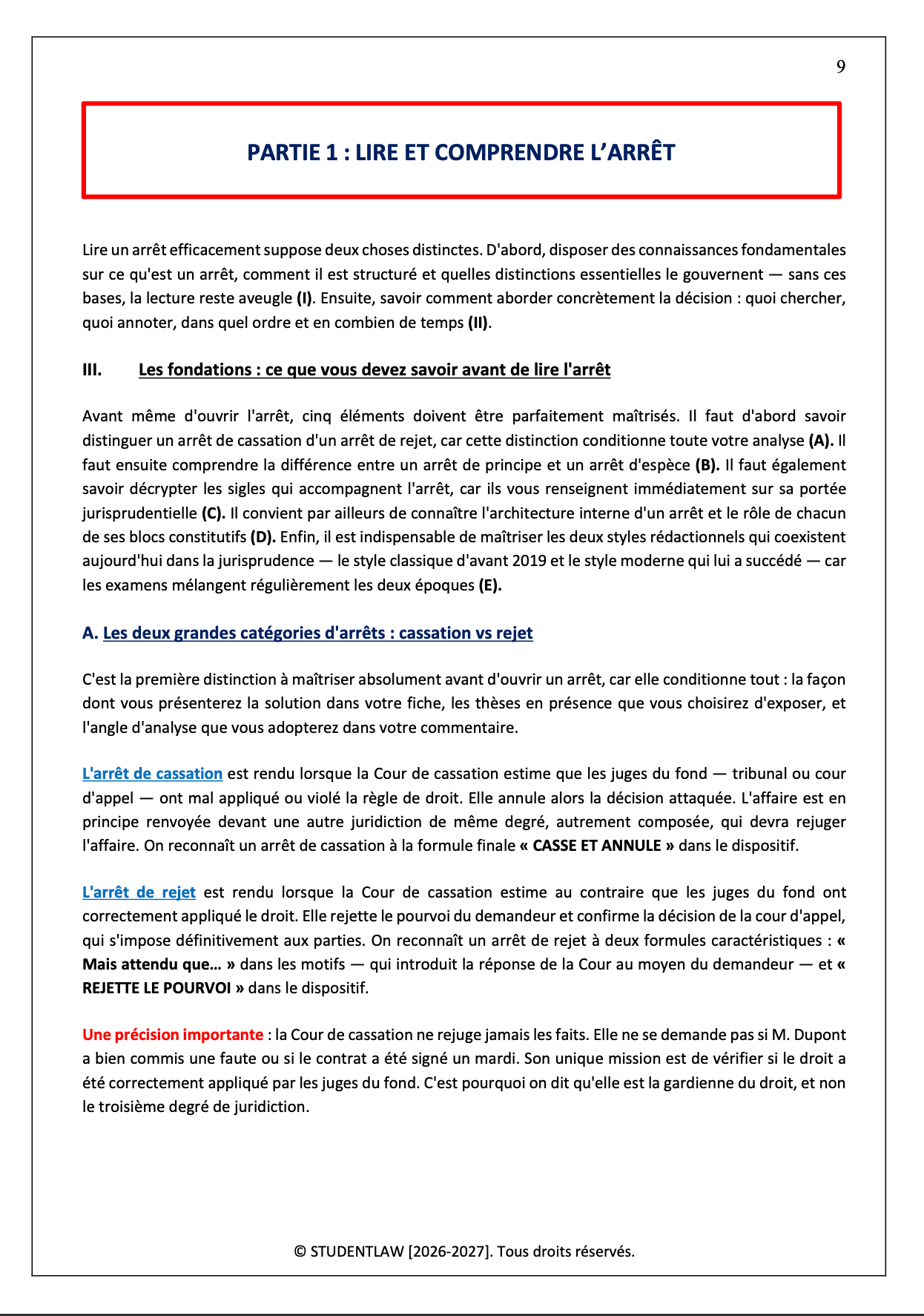 Méthodologie du Commentaire d'Arrêt — Licence de Droit (L1/L2)