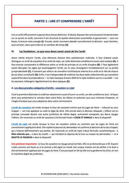 Méthodologie du Commentaire d'Arrêt — Licence de Droit (L1/L2)