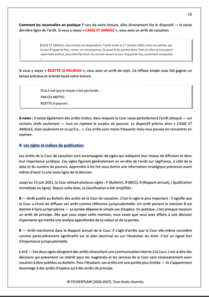 Méthodologie du Commentaire d'Arrêt — Licence de Droit (L1/L2)