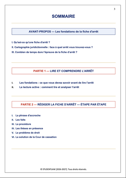 La Méthodologie de la Fiche d'Arrêt — Licence de Droit L1/L2
