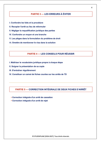 La Méthodologie de la Fiche d'Arrêt — Licence de Droit L1/L2
