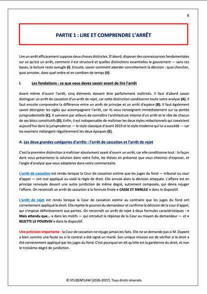 La Méthodologie de la Fiche d'Arrêt — Licence de Droit L1/L2